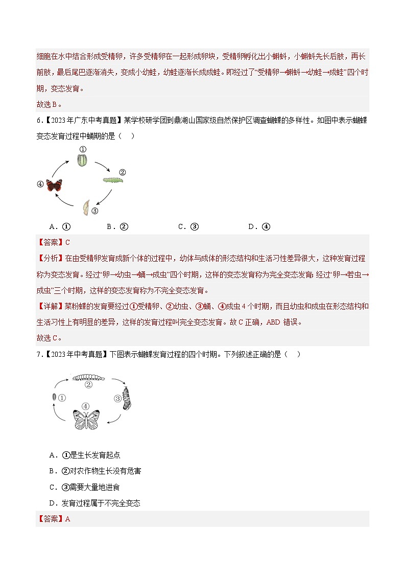 2024年中考生物真题分项汇编（全国通用）-专题13 生物的生殖和发育（解析版）第3页