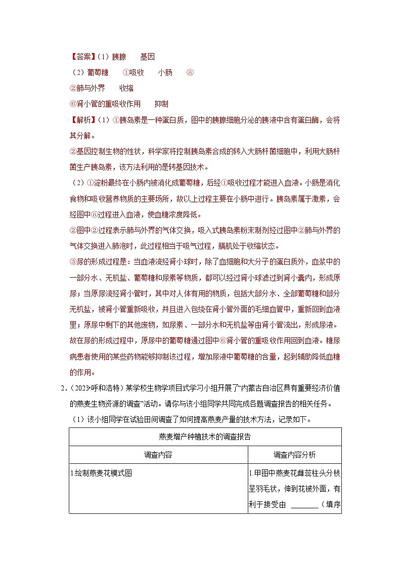 2024年会考生物真题题源解密（全国通用）-题型05 资料分析（原卷版+解析版）02