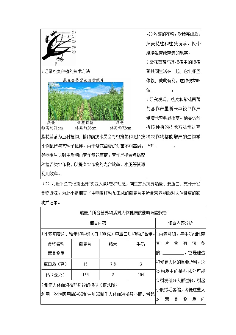 2024年会考生物真题题源解密（全国通用）-题型05 资料分析（原卷版+解析版）03