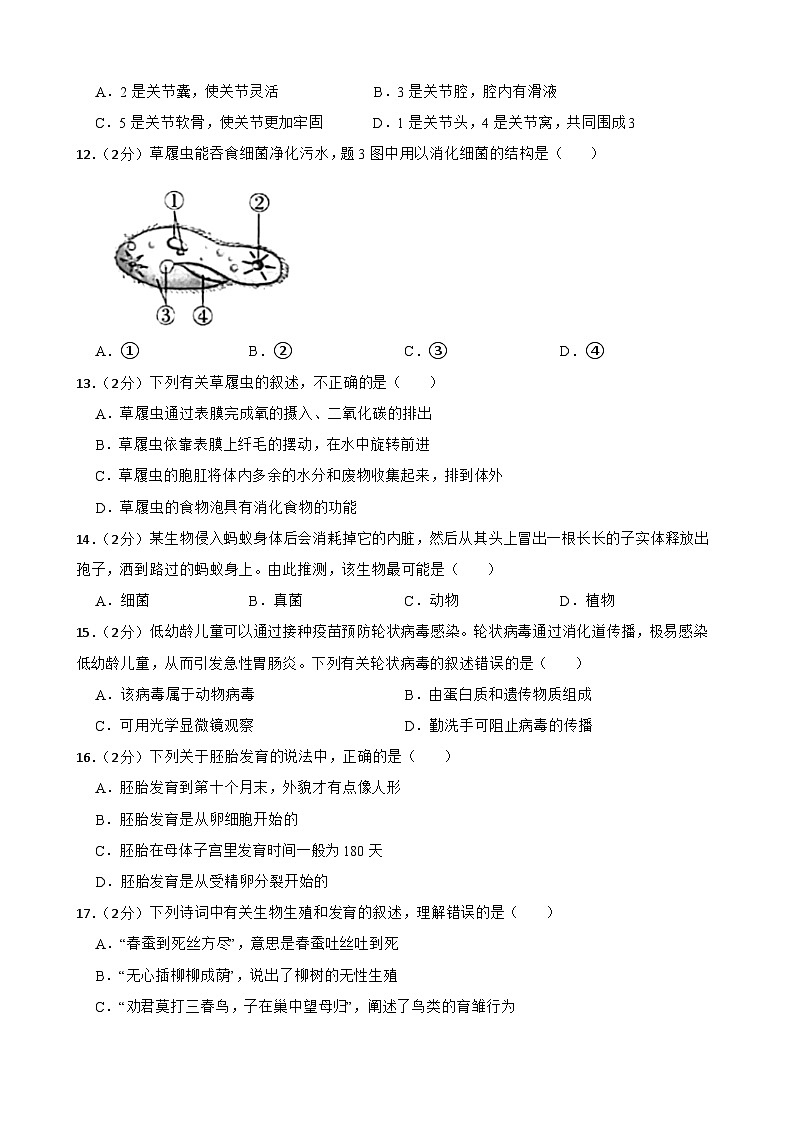 2024年甘肃省金昌市永昌县南坝中学联片教研九年级三模生物试题03
