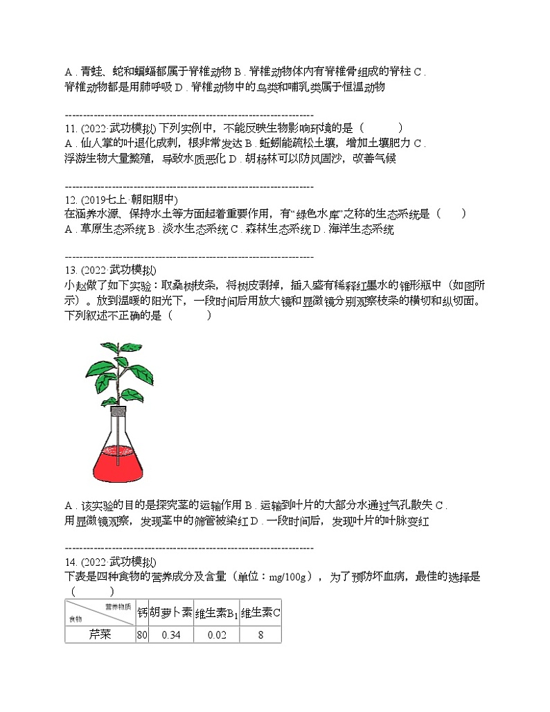四川省广安市岳池县2024年八年级中考生物二模试卷第3页