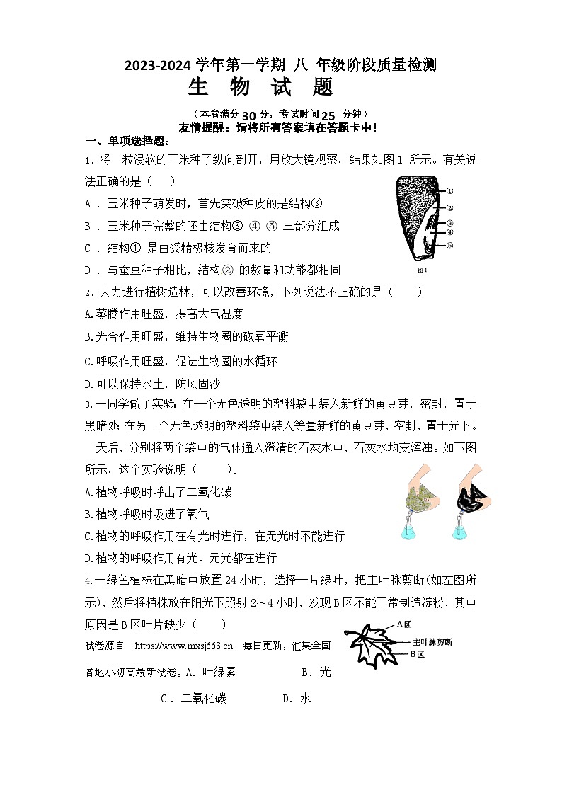 13，江苏省连云港市海宁中学2023-2024学年八年级上学期12月份月考生物试卷01