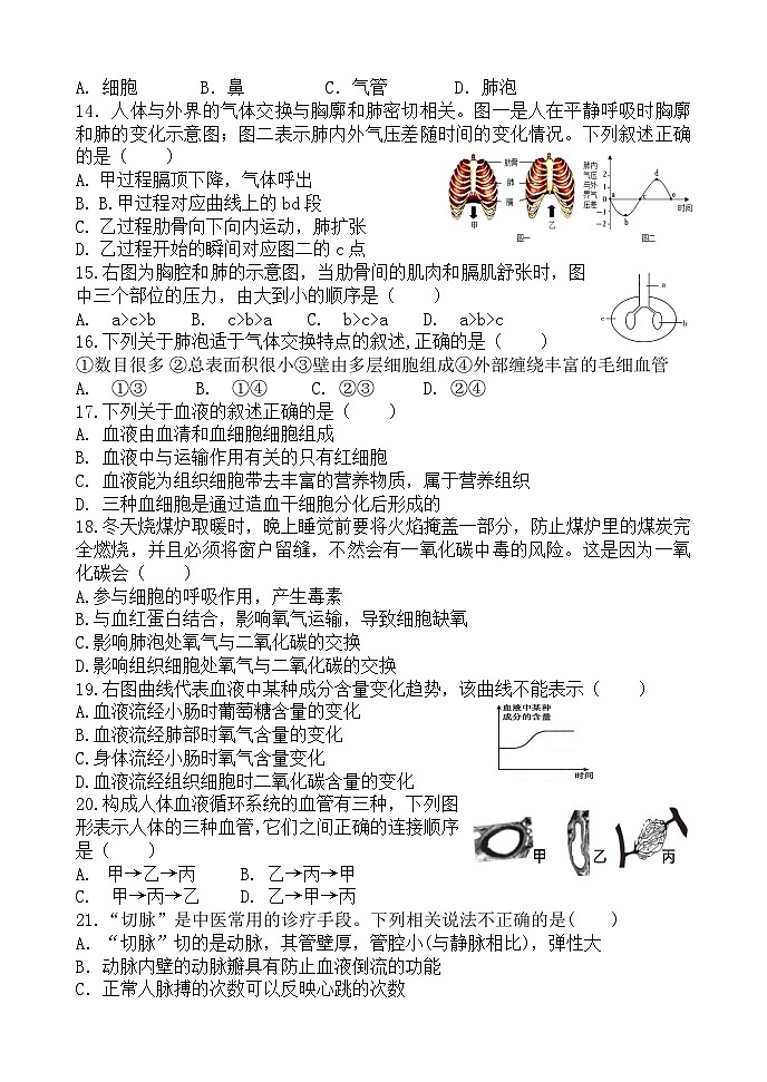 20，山东省临沂市罗庄区2023-2024学年七年级下学期期中考试生物试题第3页