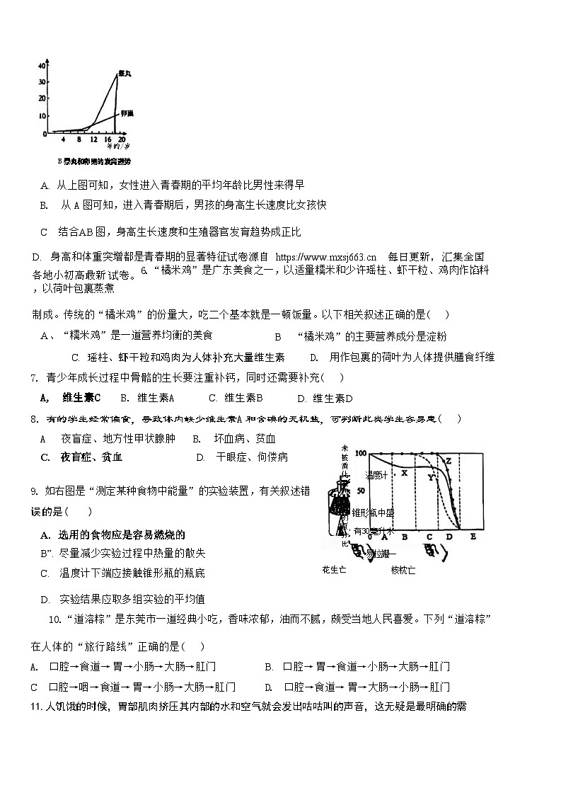广东省东莞外国语学校寮步镇外国语学校2023-2024学年七年级下学期5月期中生物试题03