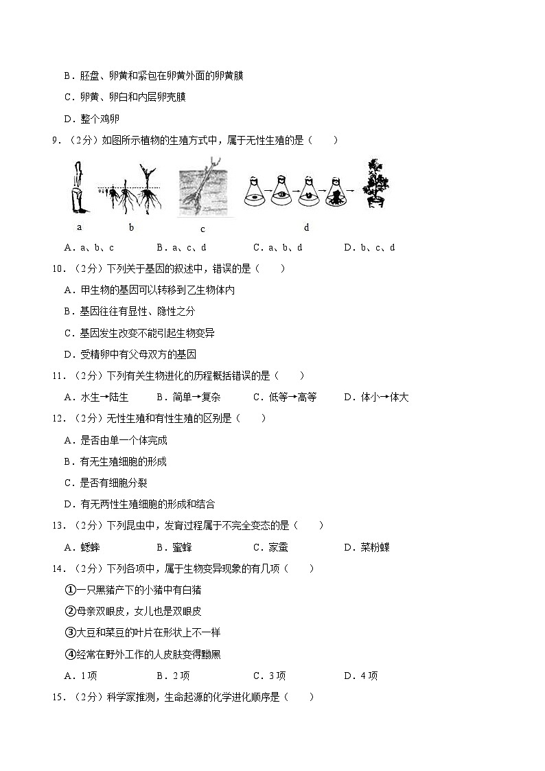 天津市武清区2023-2024学年八年级下学期4月份期中考试生物试题第3页