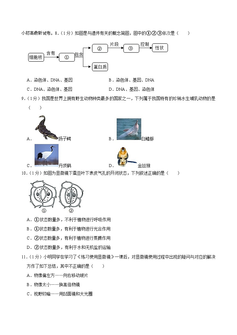 02，吉林省长春市榆树市2023-2024学年八年级下学期5月期中生物试题第3页
