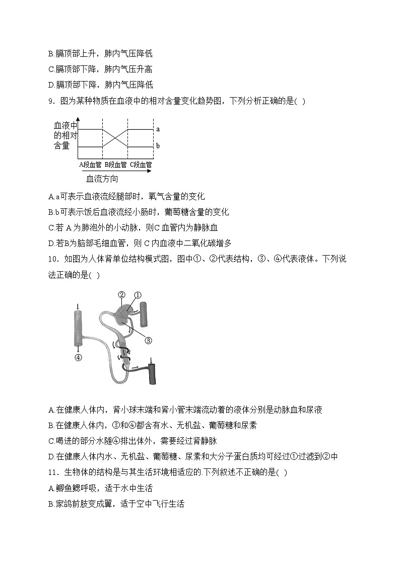 河南省开封市兰考县2024年八年级中考一模生物试卷(含答案)03
