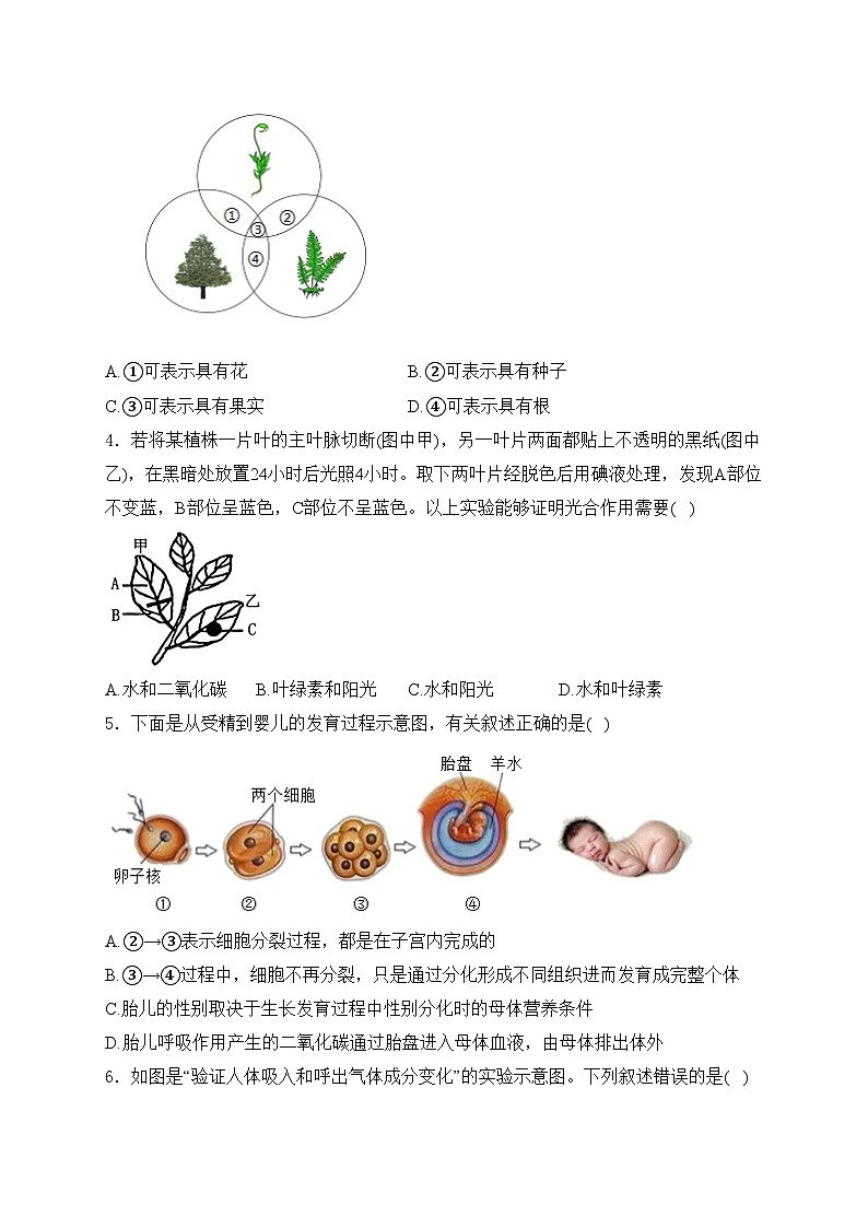 山东省聊城市阳谷县2024届九年级下学期中考一模生物试卷(含答案)02