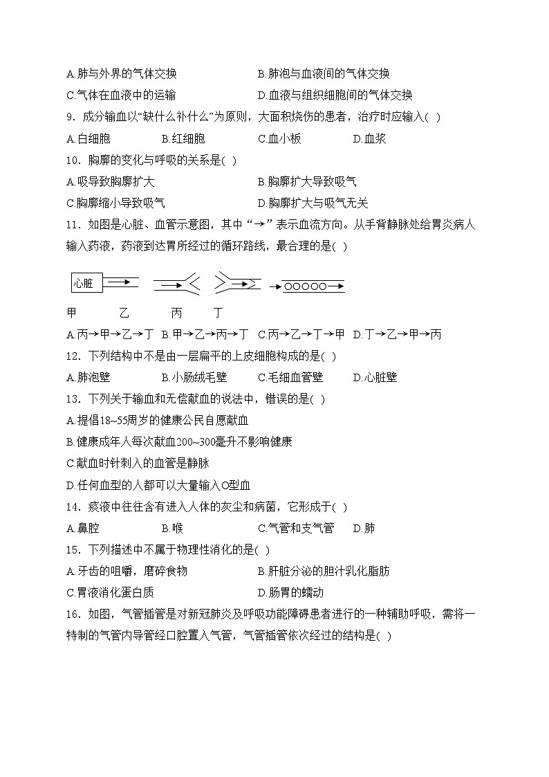 辽宁省锦州市2023-2024学年七年级下学期期中质量检测生物试卷(含答案)02