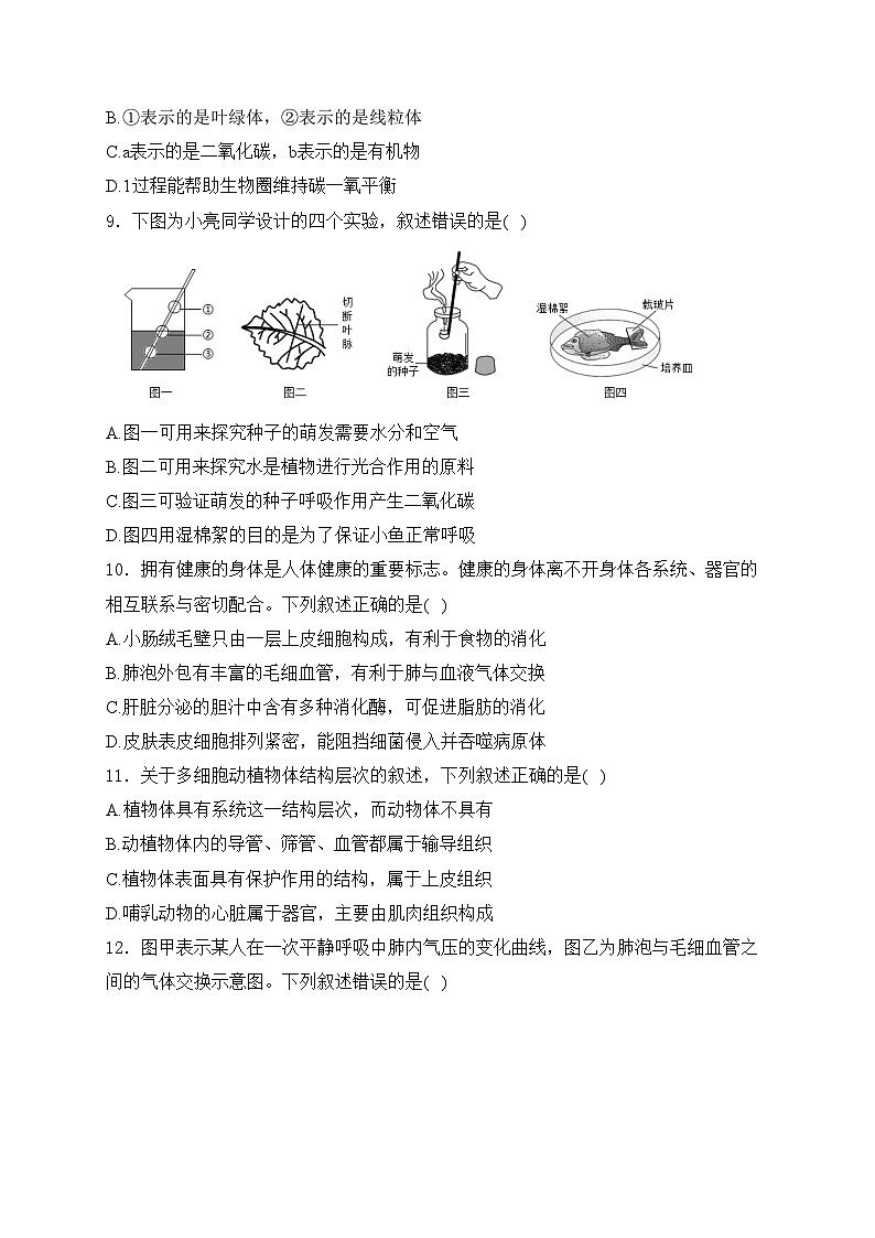 四川省眉山市仁寿县天府新区2023-2024学年八年级下学期期中生物试卷(含答案)03