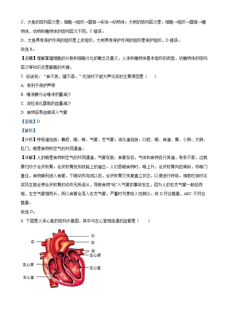 辽宁省辽阳市灯塔市2023-2024学年八年级下学期期中生物试题（原卷版+解析版）03