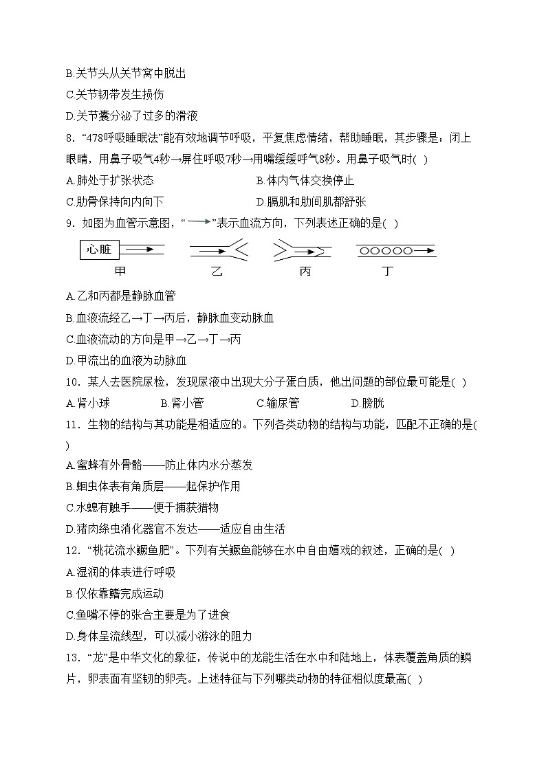 湖南省长沙市望城区2024年九年级中考模拟生物试卷(含答案)02
