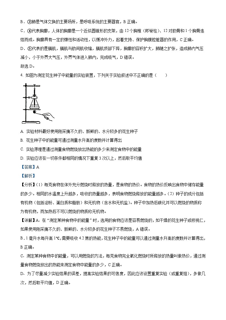 辽宁省锦州市太和区2023-2024学年七年级下学期期中生物试题（原卷版+解析版）03