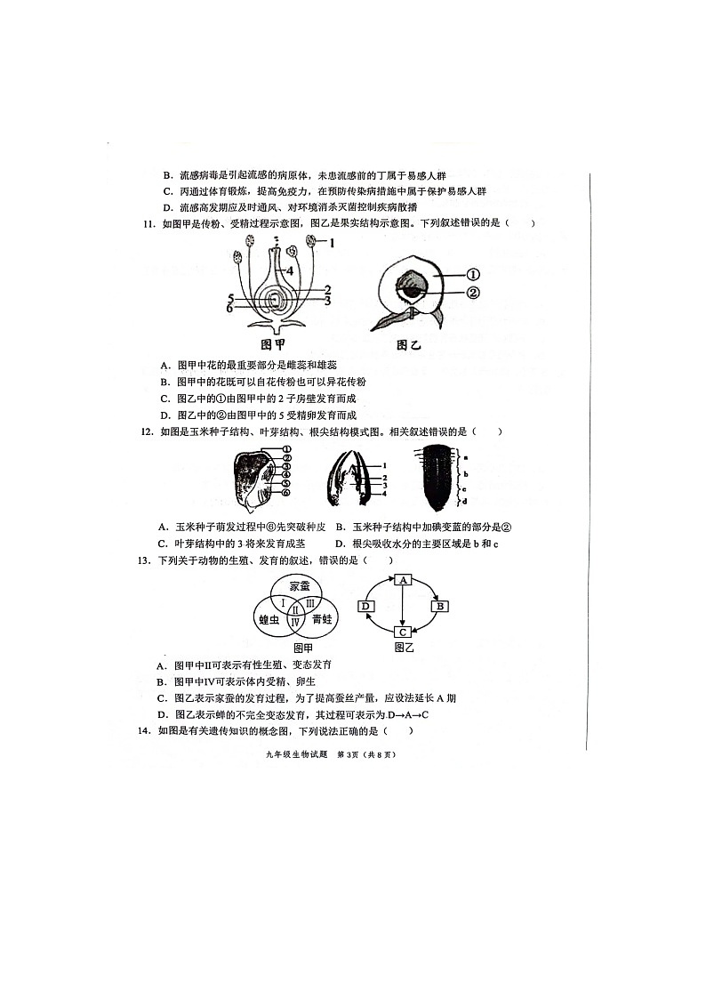 2024年山东省菏泽市鲁西新区中考二模生物试题第3页