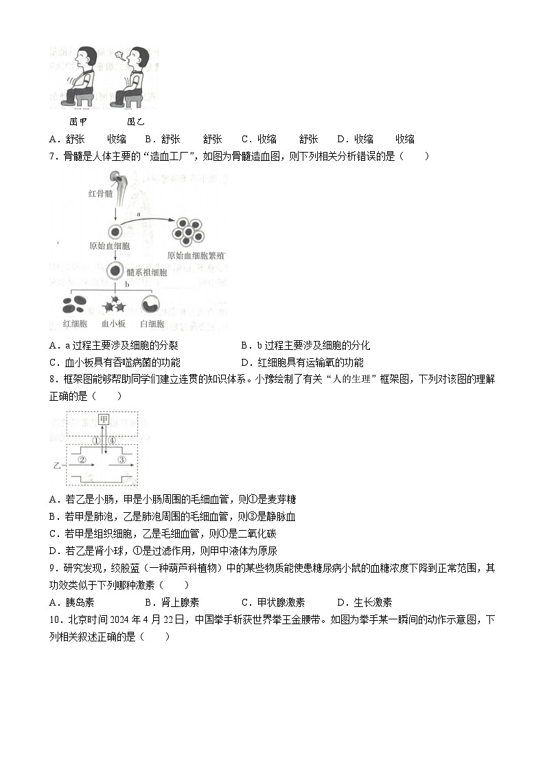 2024年河南省南阳市唐河县中考二模生物试题(无答案)02