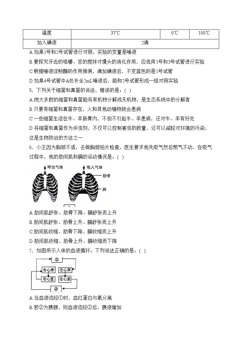 山东省菏泽市曹县2024届九年级下学期中考二模生物试卷(含答案)第2页