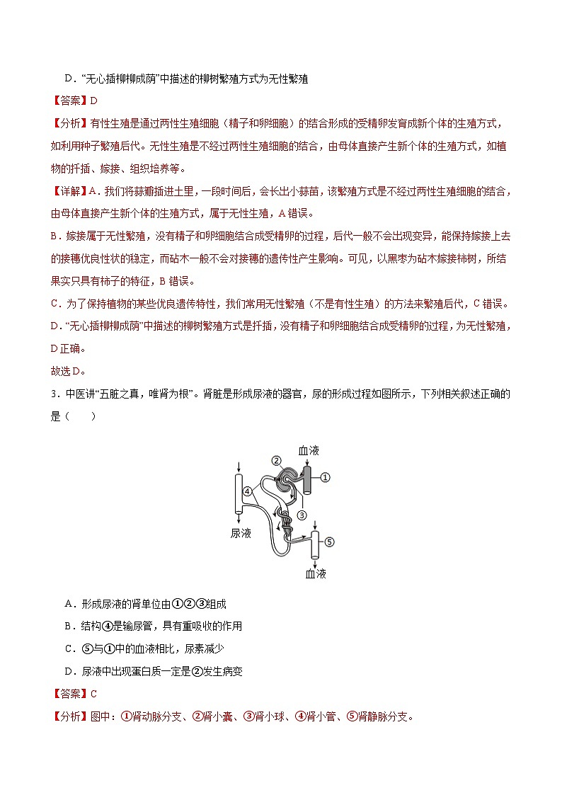2024年中考第三次模拟考试题：生物（广西卷）（解析版）第2页