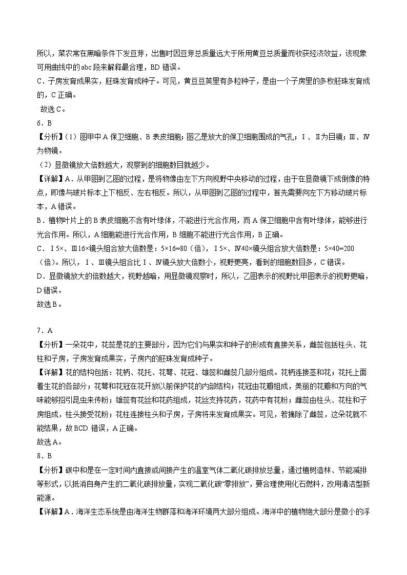 2024年中考第三次模拟考试题：生物（广州卷）（解析版）第3页