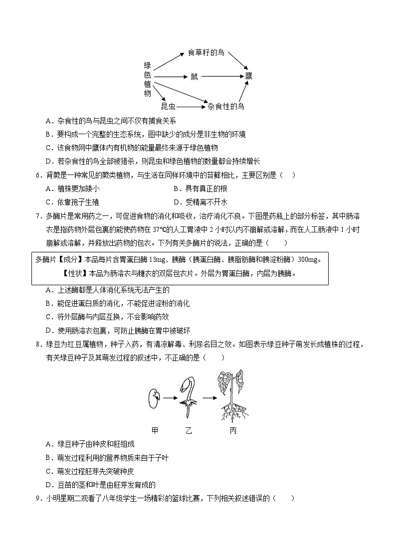 2024年中考第三次模拟考试题：生物（河南卷）（考试版）02