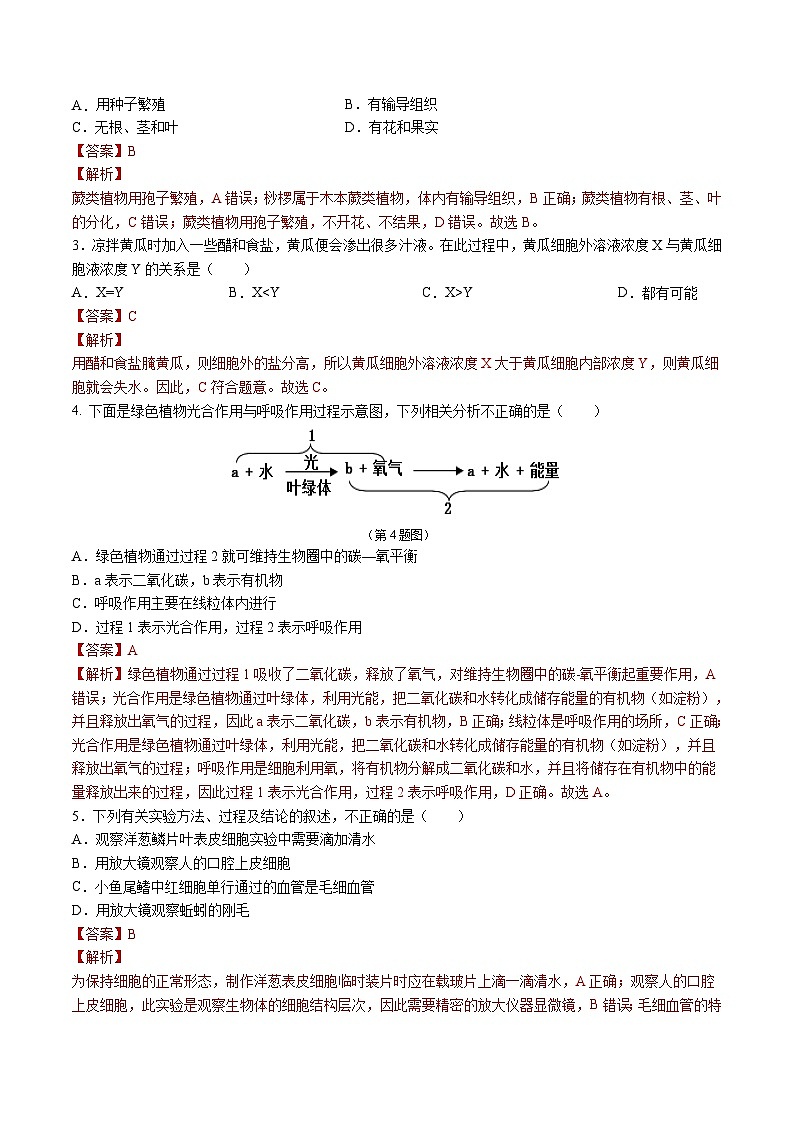 2024年中考第三次模拟考试题：生物（吉林卷）（解析版）02
