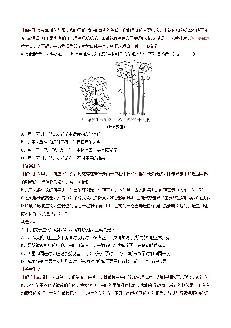 2024年中考第三次模拟考试题：生物（济南卷）（解析版）03