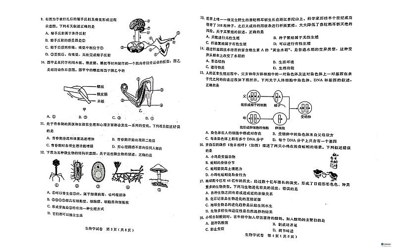 2024年河北省邢台市任泽区初中学业水平第二次模拟考试生物试卷02