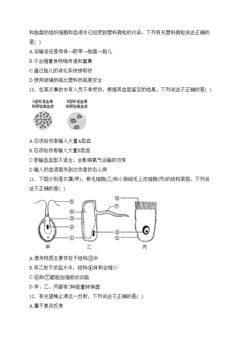 2024年湖南省邵阳市邵东市初中学业水平二模生物试卷(含答案)第3页