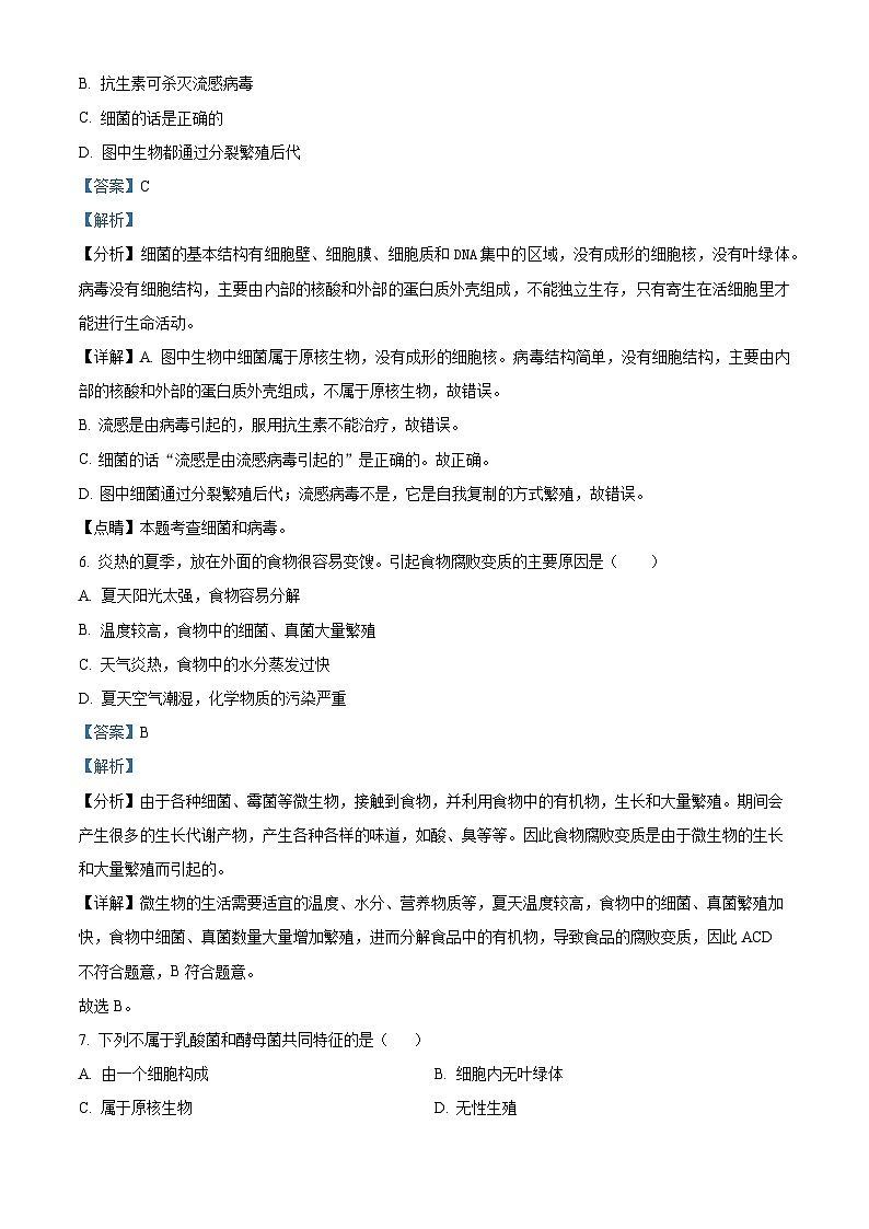 2023年福建省泉州市石狮市农村六校中考模拟生物试题第3页