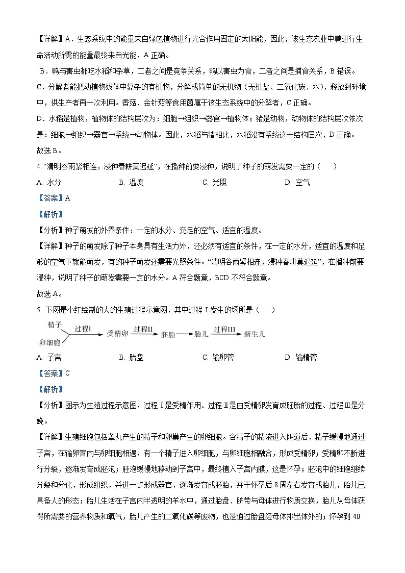 湖南省邵阳市2023-2024学年八年级上学期期末生物试题第3页