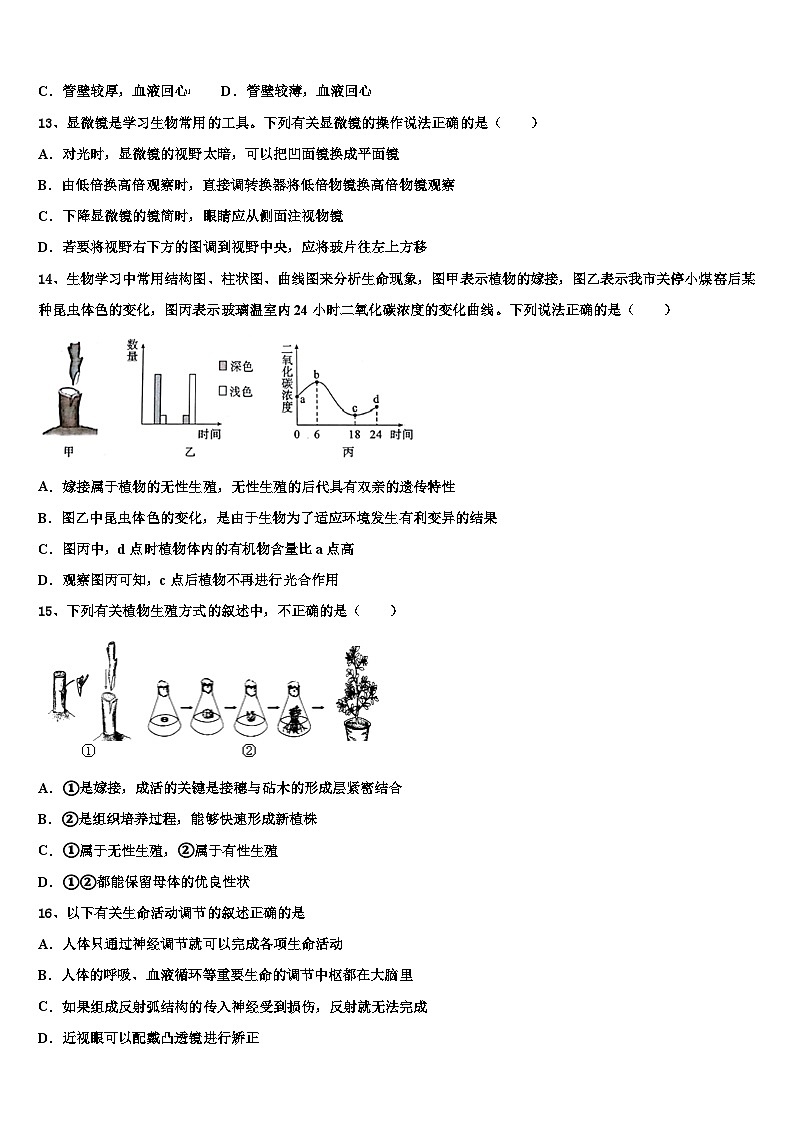 05，2024年湖北省麻城市初中学业水平考试生物学模拟预测冲刺试卷第3页