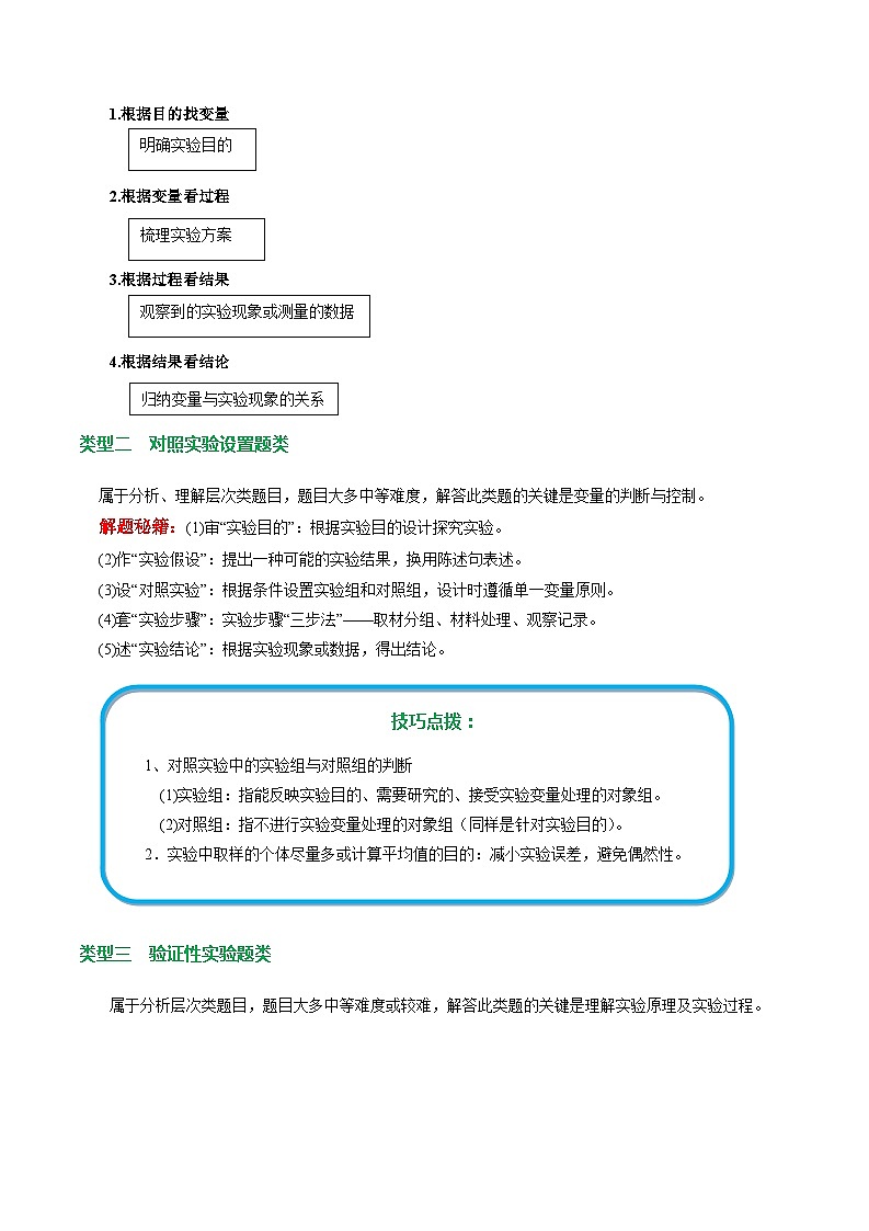 中考生物 题型03 实验探究（讲练）（原卷版+解析版）03