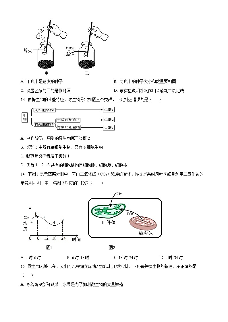 四川省内江市第二中学2023-2024学年八年级下学期期中生物试题（原卷版+解析版）03
