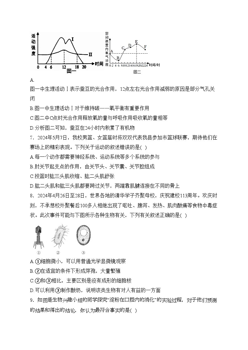 山东省滨州市沾化区2024届九年级下学期初中学生学业水平模拟考试生物试卷(含答案)第3页