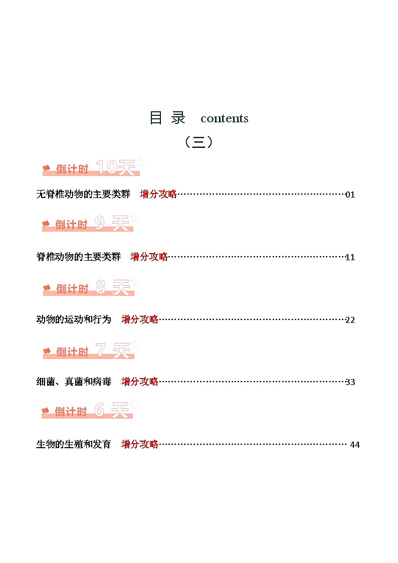生物（三）-2024年中考考前20天终极冲刺攻略（含答案）第1页