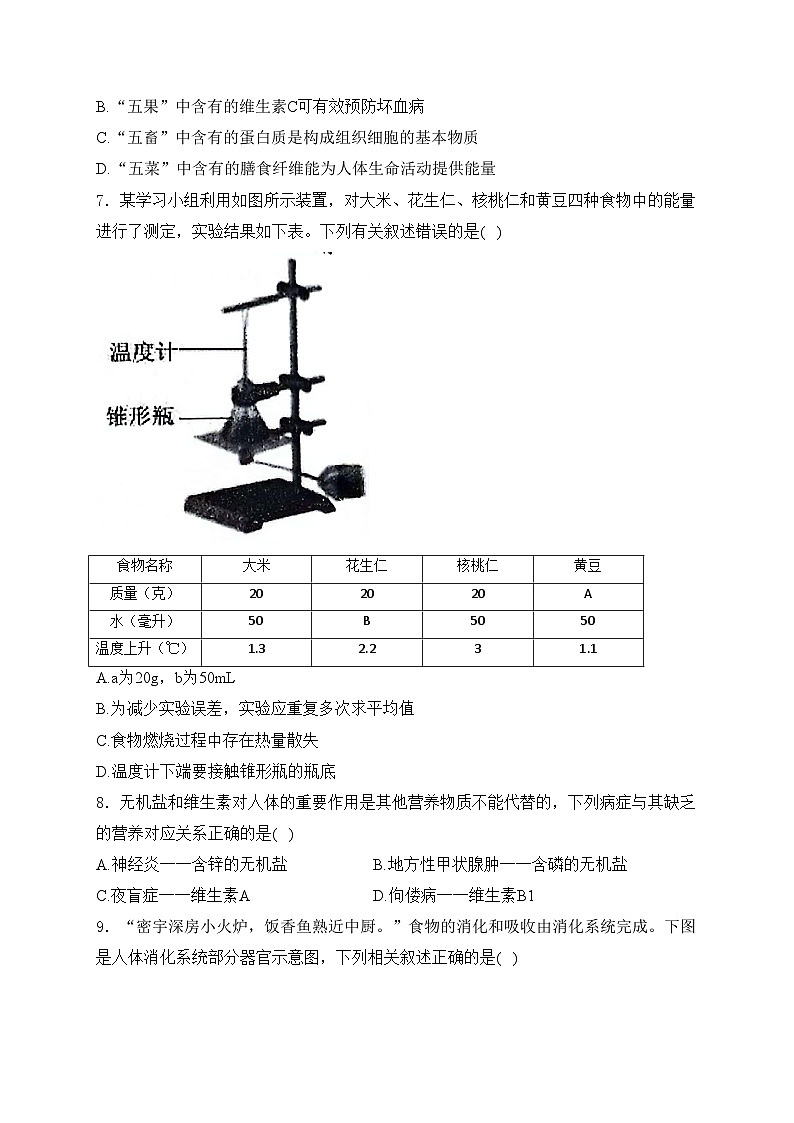 山东省临沂市临沭县2023-2024学年七年级下学期5月期中学情检测生物试卷(含答案)02