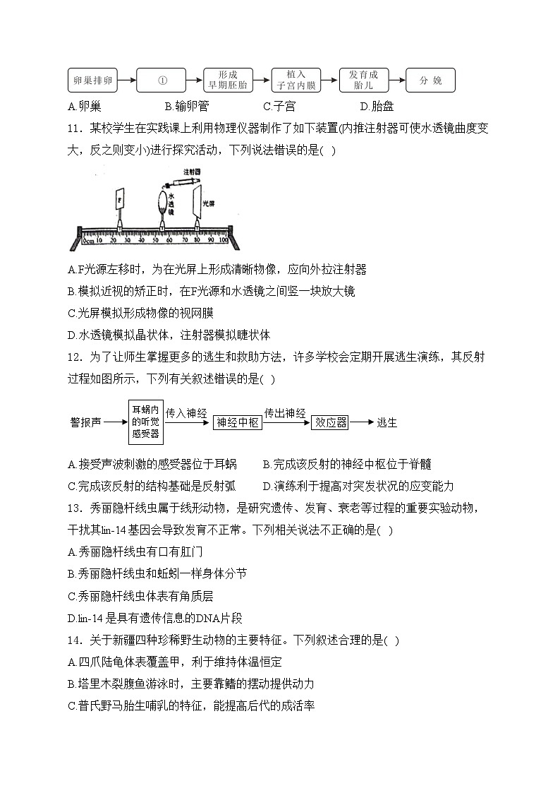 山东省淄博市桓台县2024届中考一模生物试卷(含答案)03