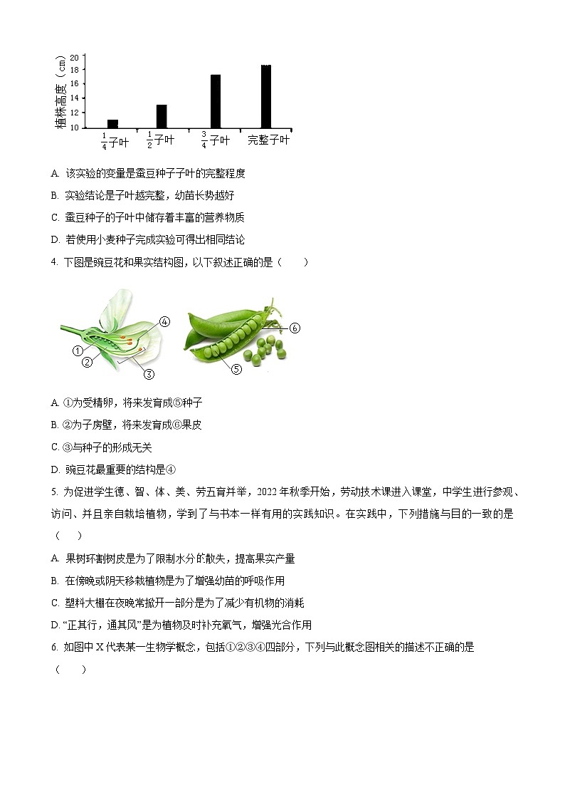 2024年河南省周口市郸城县中考二模生物试题（原卷版）第2页