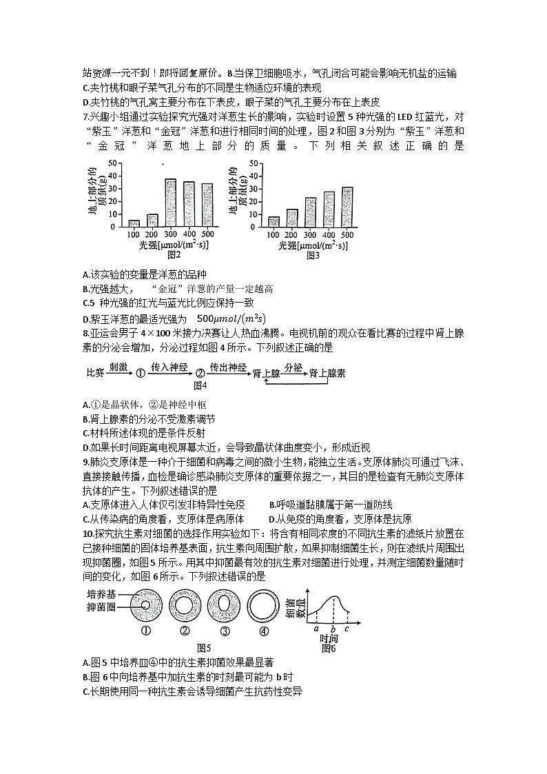 03，2024年江苏省南通市崇川区、如皋市联考中考第二次模拟生物试题02