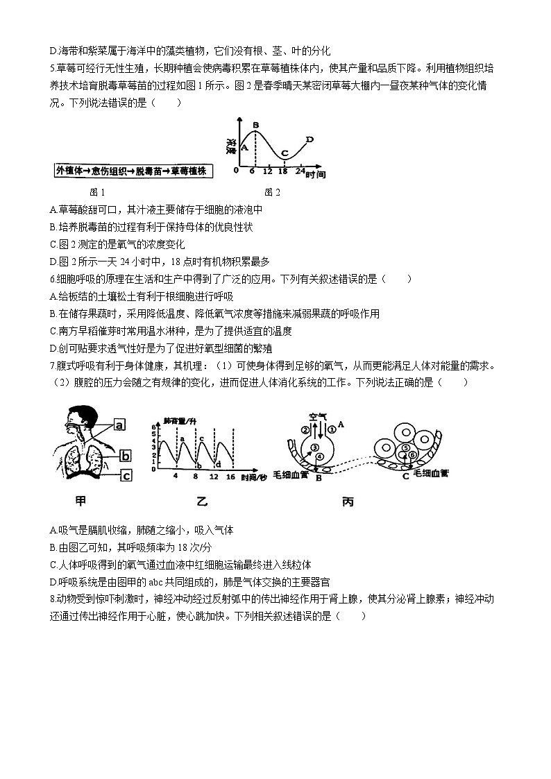 2024年山东省泰安市岱岳区中考二模生物试卷02