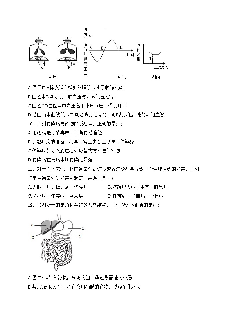 山东省济南市商河县2023-2024学年八年级下学期期中考试生物试卷(含答案)第3页