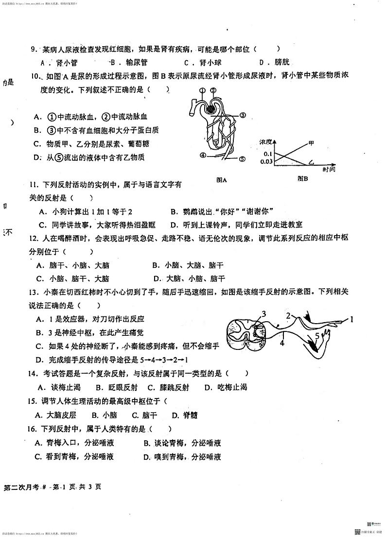 04，河北省廊坊市第四中学2023-2024学年七年级下学期5月月考生物试题第2页