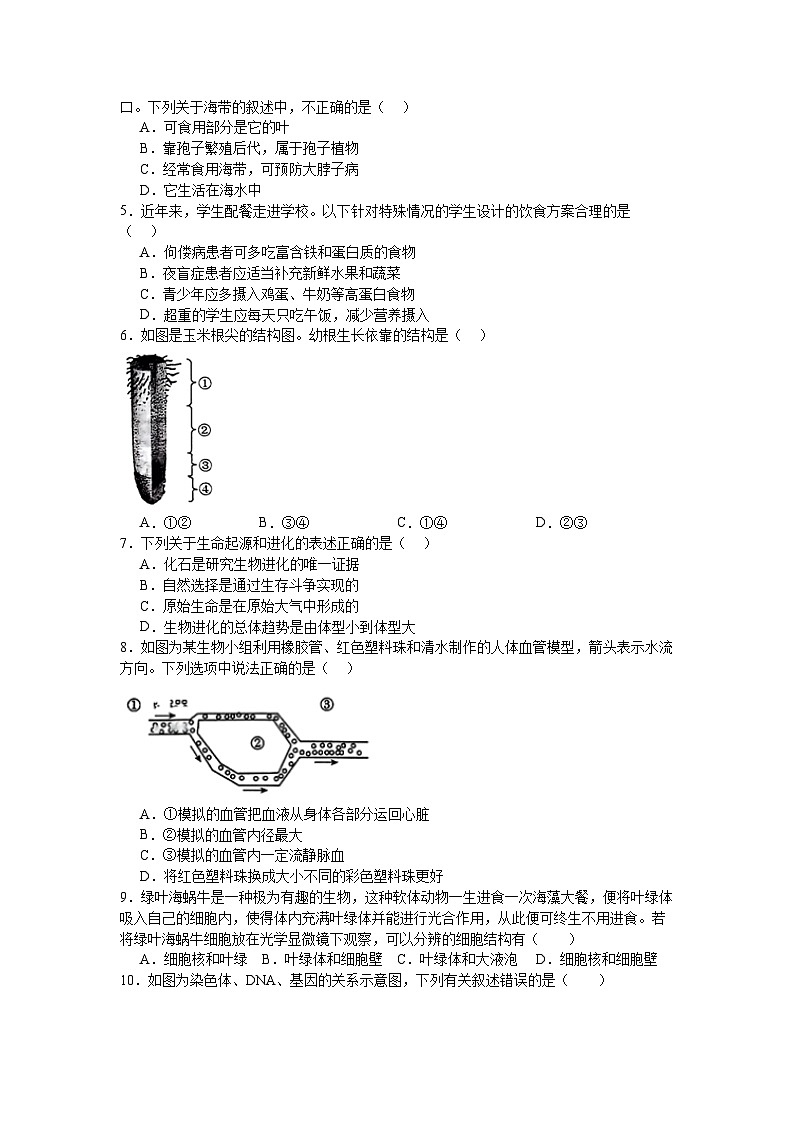 16，2024年河南省信阳市固始县中考三模生物试题第2页