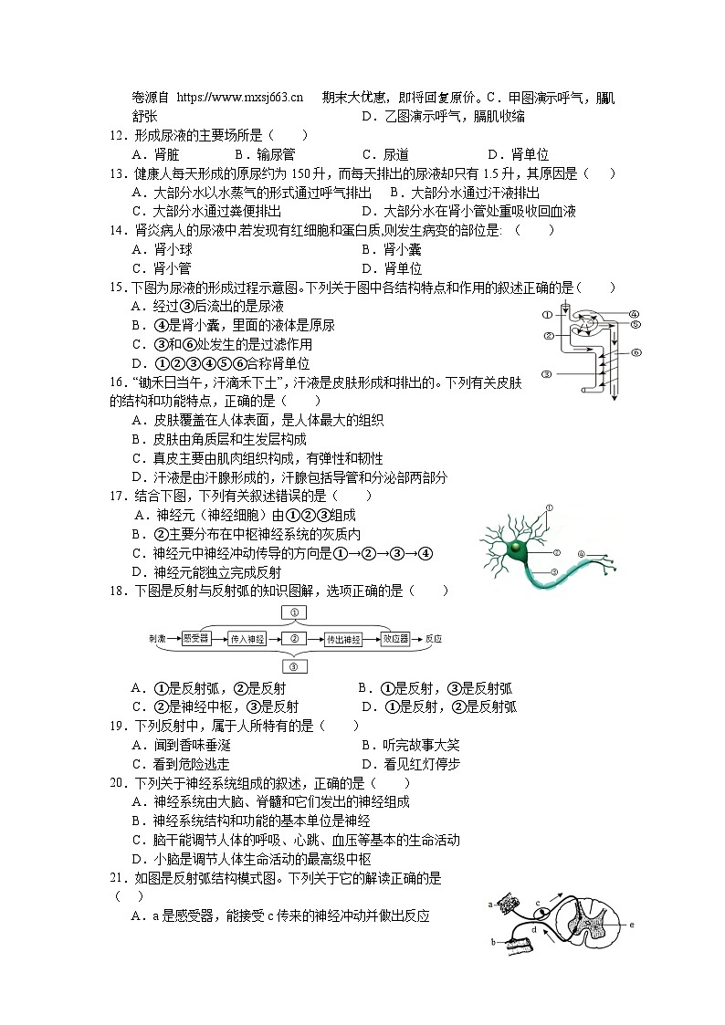 17，广东省揭阳市普宁市城东中学2023-2024学年七年级下学期5月月考生物试题第2页