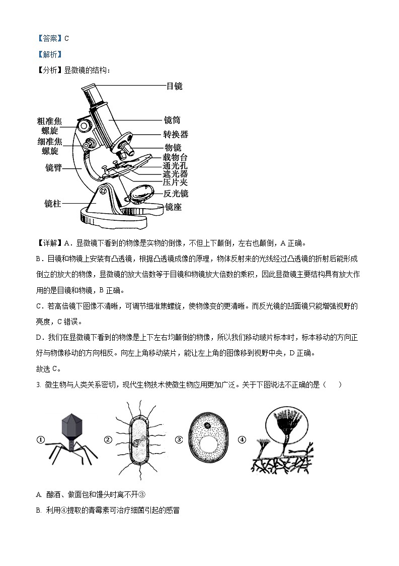 精品解析：四川省内江市2021年中考生物试题（原卷版+解析版）02