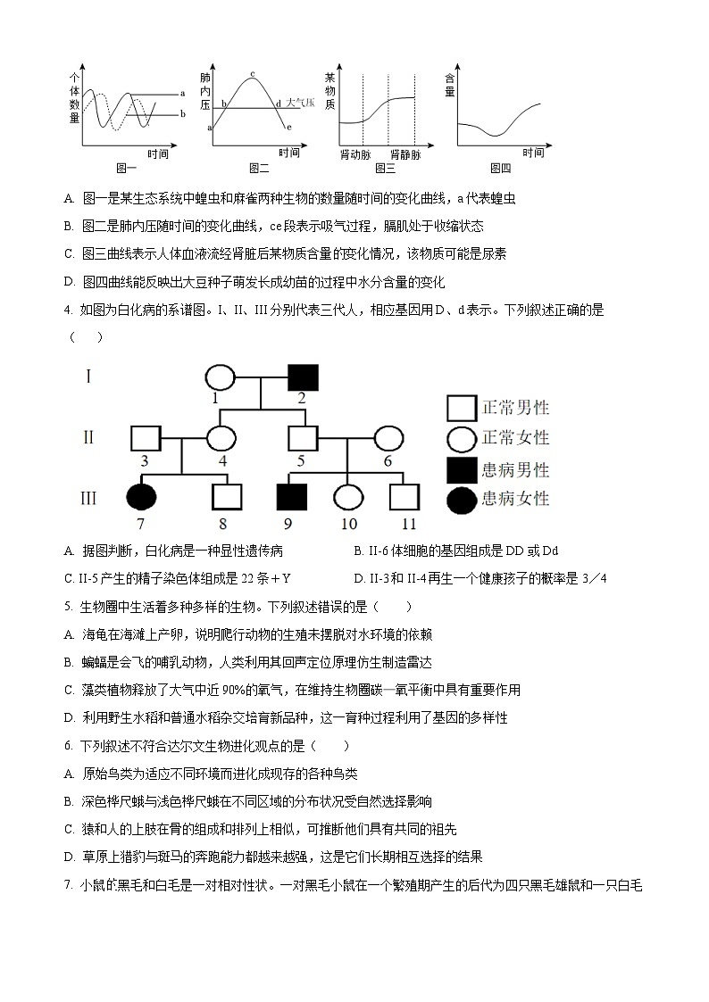 2024年山东省泰安市泰山区生物中考二模试题（学生版+教师版）02