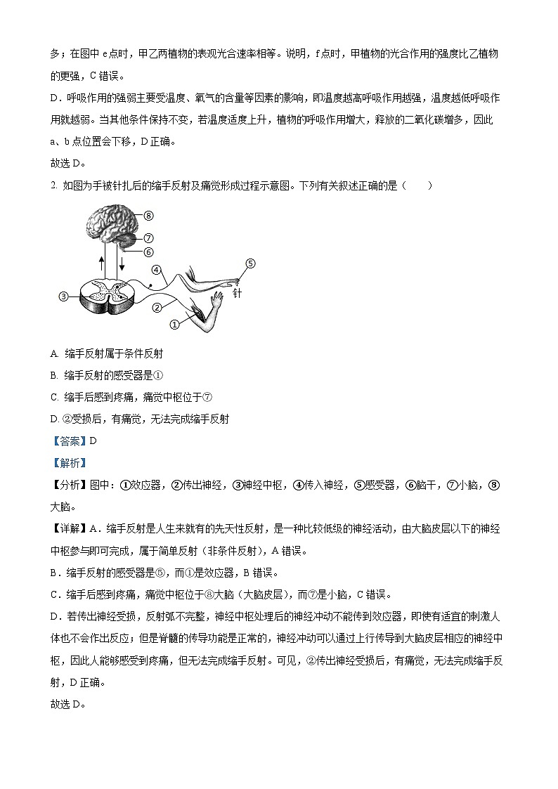 2024年山东省泰安市泰山区生物中考二模试题（学生版+教师版）02