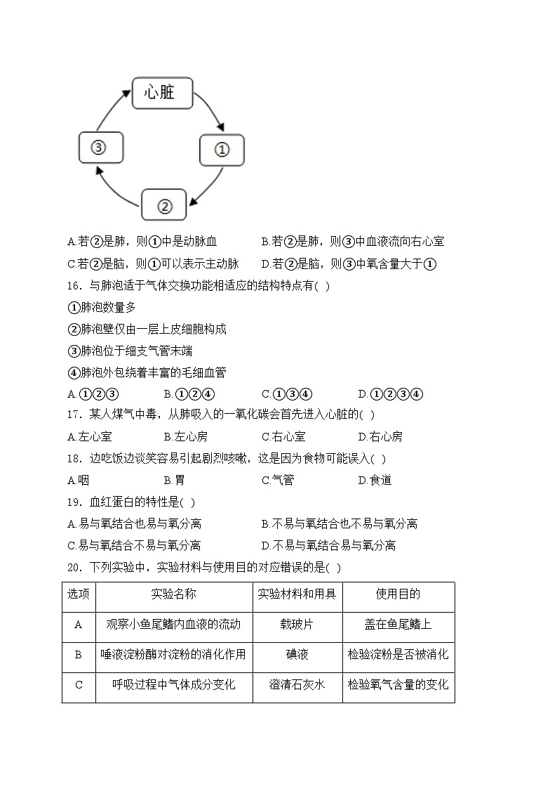 福建省泉州市南安市2023-2024学年七年级下学期期中考试生物试卷(含答案)第3页