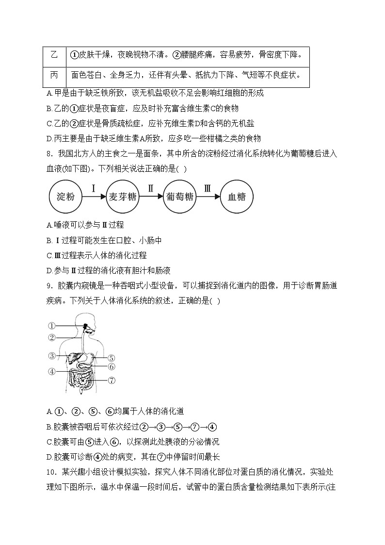 咸阳市实验中学2023-2024学年七年级下学期阶段性检测（二）生物试卷(含答案)第3页