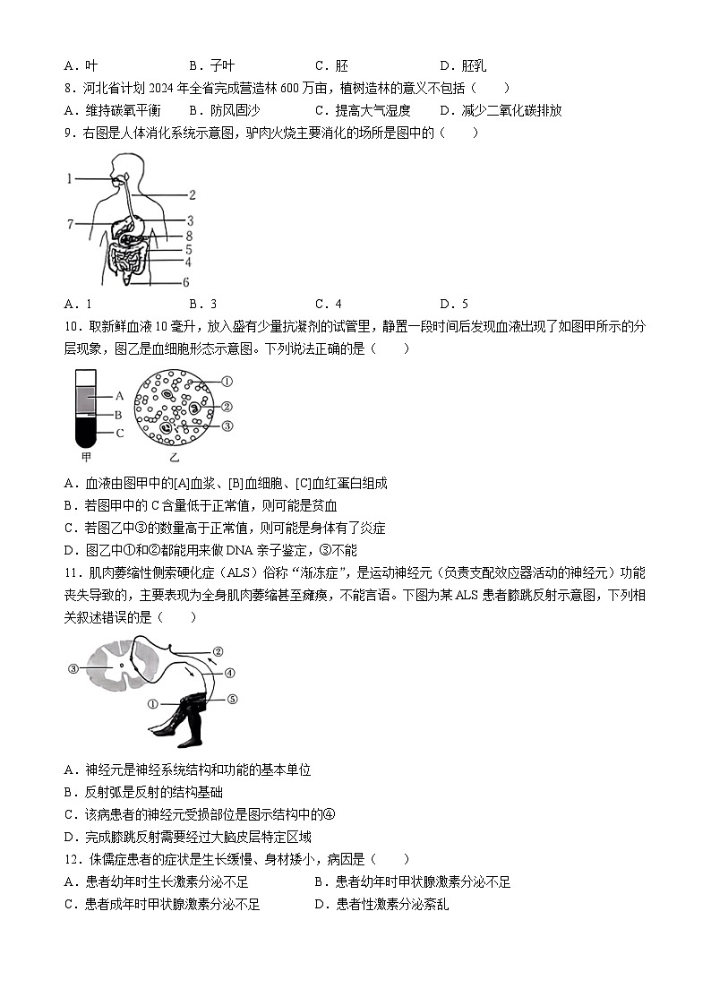 河北省邢台英华教育集团2023-2024学年八年级下学期5月月考生物试题第2页
