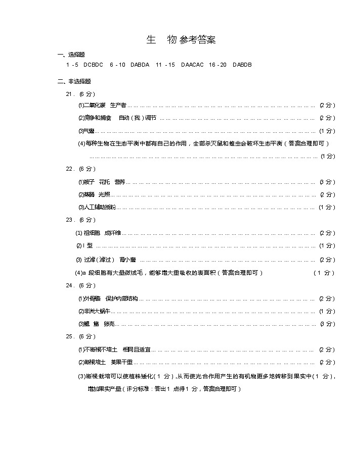 2024年河南省驻马店市经济开发区中考二模生物试题01